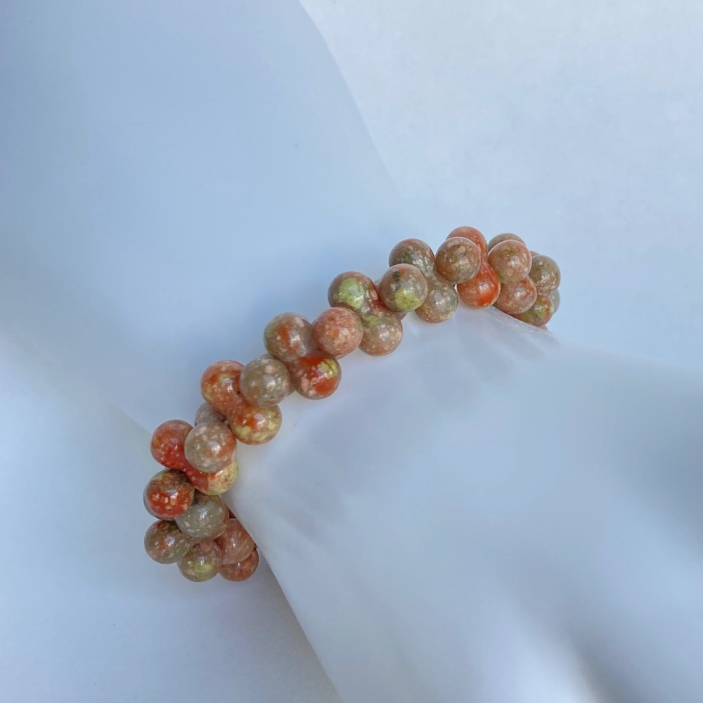 Autumn Jasper Stone Stretch Bracelet Size 6 3/4" Long.